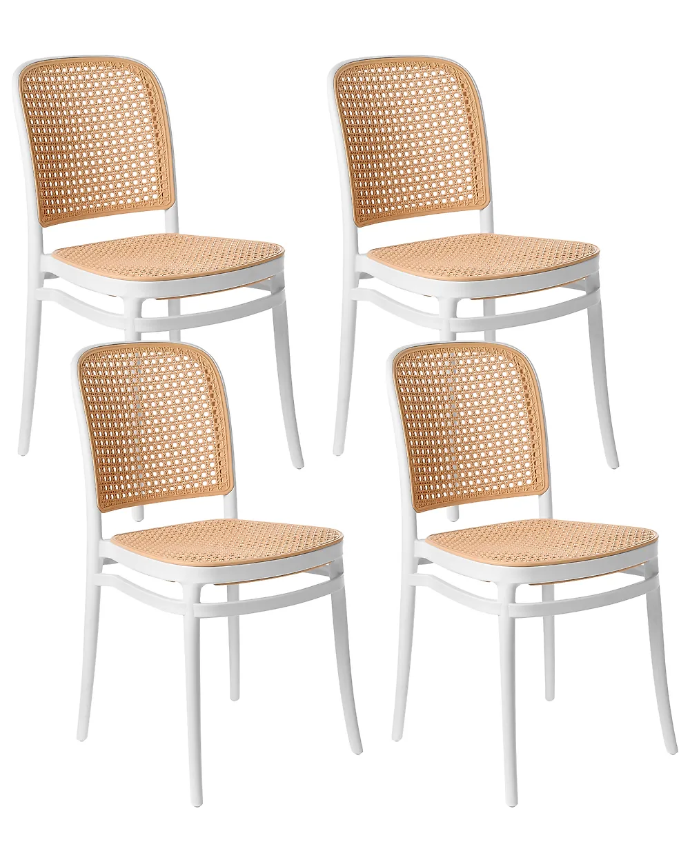 Gartenstuhl 4er Set PLOSE Weiß / Beige