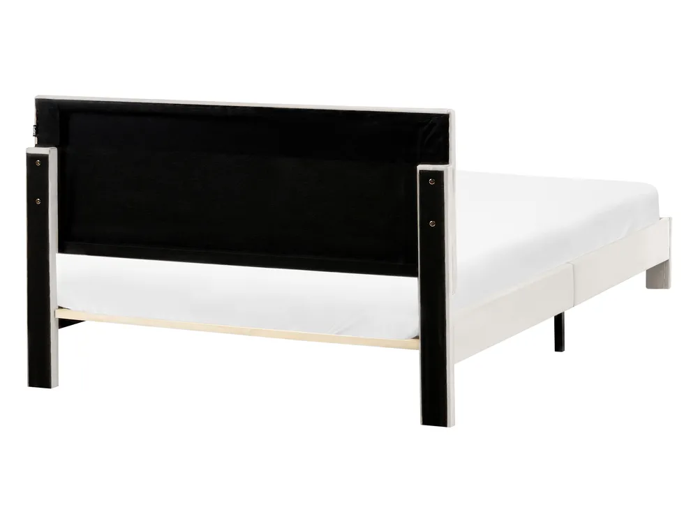 Krevet s ladicama LONZAC Samet Krem bijela 140 x 200 cm_1014770