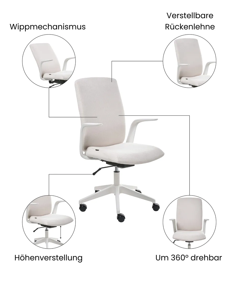 Bürostuhl CAPTAIN Stoff Hellbeige_1073358