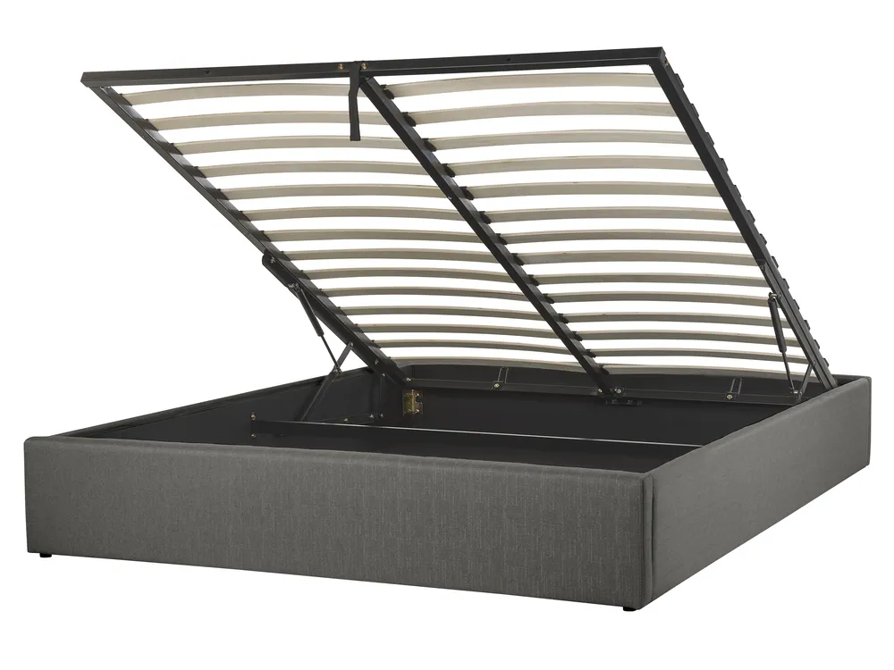 Ottoman Bed without Headboard DINAN Fabric Dark Grey 160 x 200 cm (EU King Size)