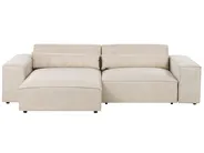 Modular Corner Sofa 3 Seater HELLNAR with Ottoman Velvet Light Beige Right Hand_910832