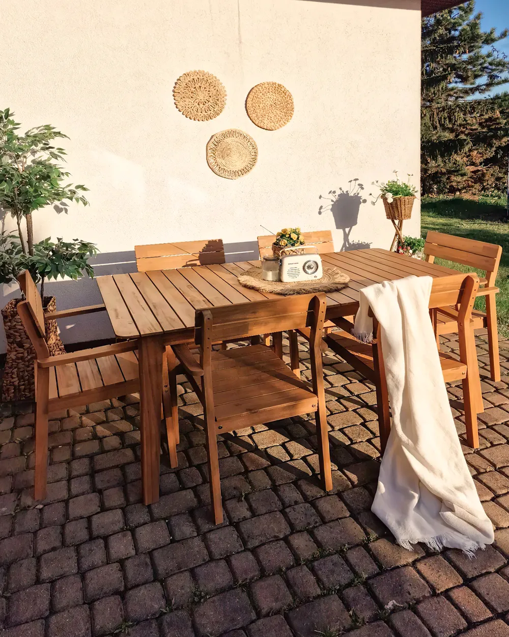 Gartenstuhl 6er Set FORNELLI Akazienholz Braun_885990