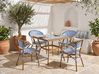 Gartenmöbel Set 4-Sitzer CASPRI Polyrattan Blau / Weiß