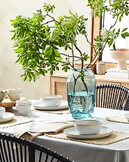 Decorative Vase SAMBAR 31 cm Glass Blue_1178809