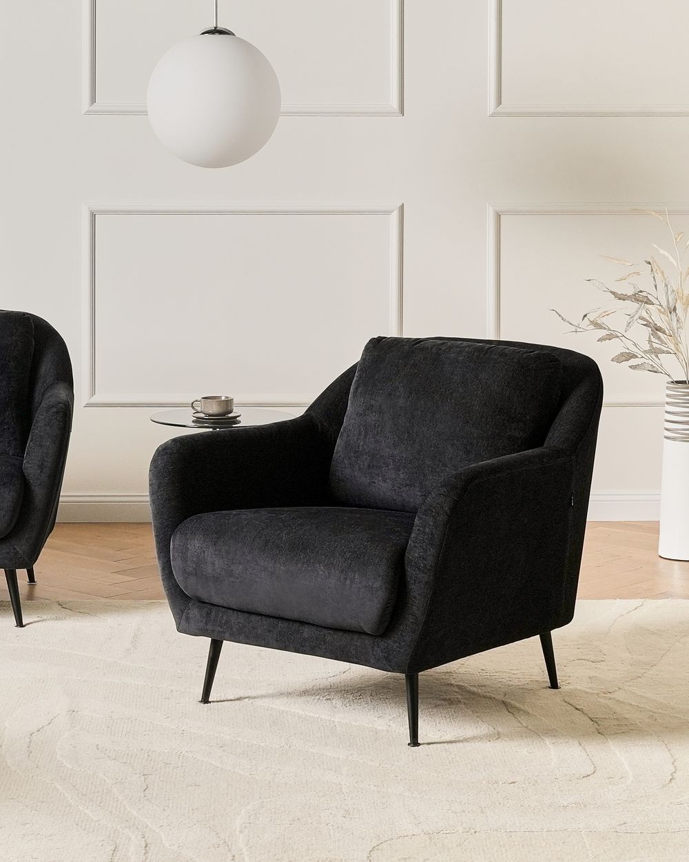Sessel EIBY Chenillegewebe Schwarz