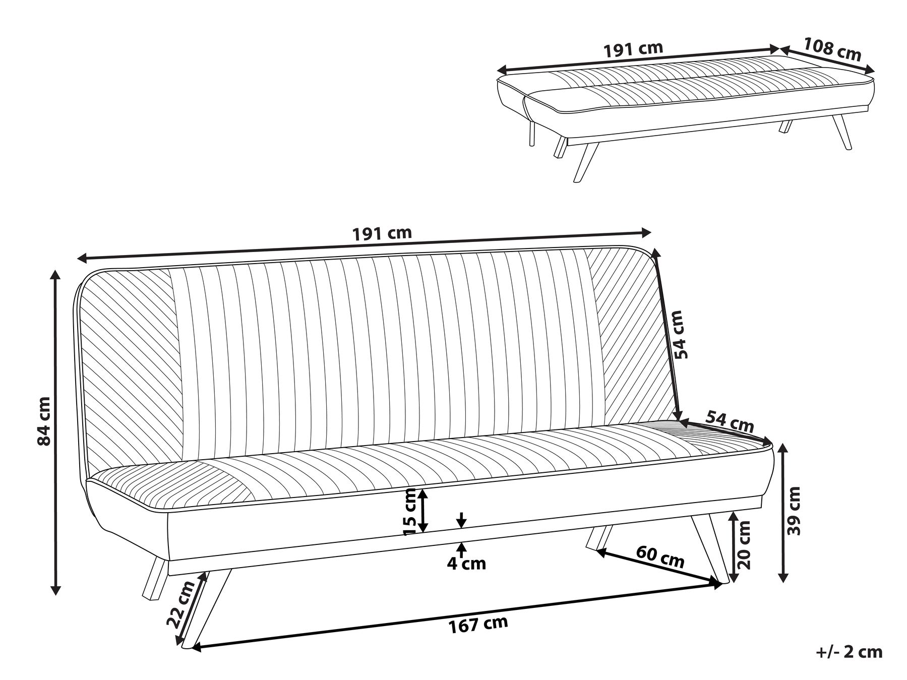 Schlafsofa 2-Sitzer KALFAFEL Stoff Hellbeige_912521