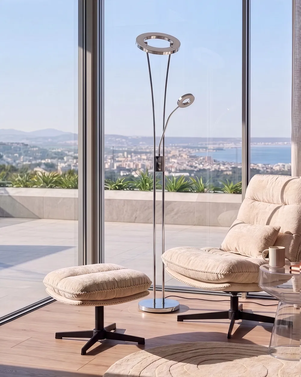 LED Floor Lamp KENNET  with Dimmer Metal Silver_1145478