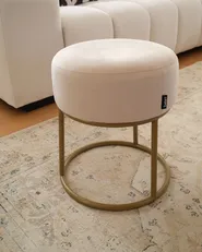 Footstool DELCO Velvet Light Beige_1161573