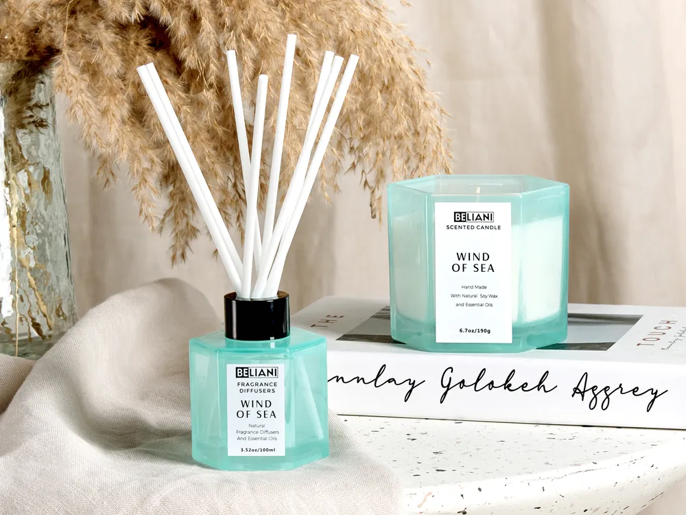 Scented Candle with Fragrance Reed Diffuser CLASSY TINT Soy Wax Fresh Notes_1080346