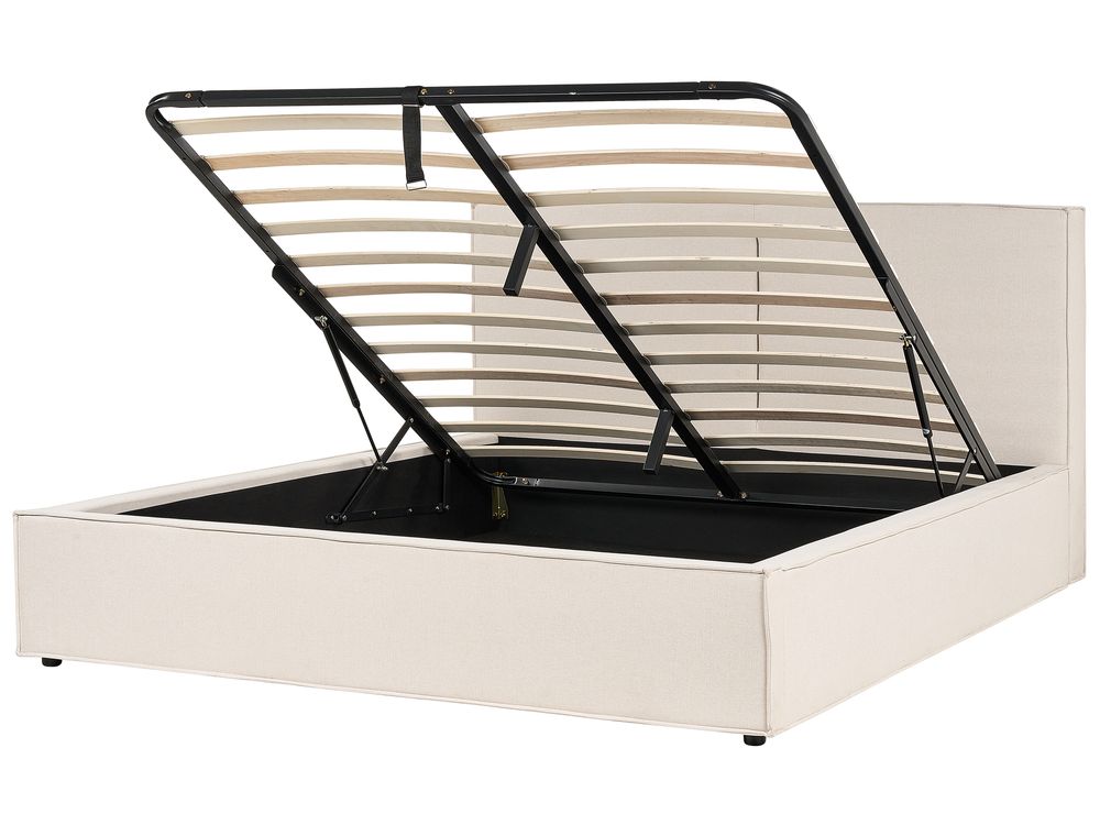 Ottoman Bed MOISSAC Fabric Beige 180 x 200 cm (EU Super King)