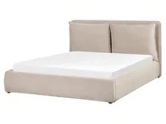 Bett mit Stauraum BAJONNA Samtstoff Beige 160 x 200 cm_871269
