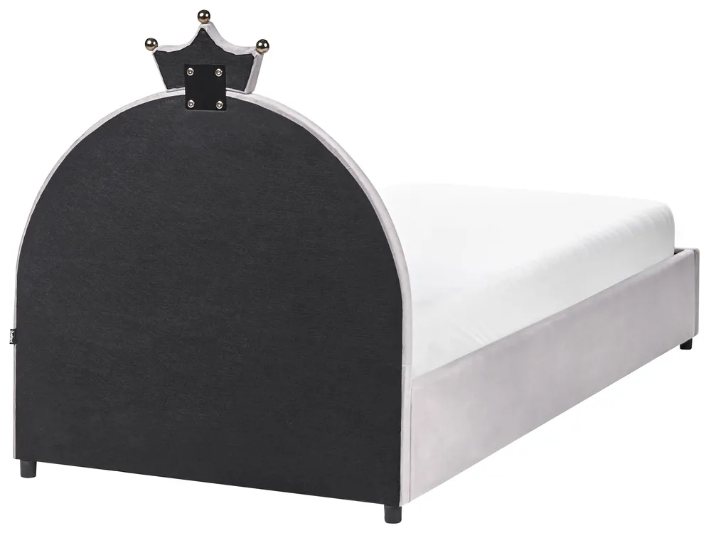 Kinderbett mit Stauraum GRISETOT Samtstoff Grau 90 x 200 cm_1053865