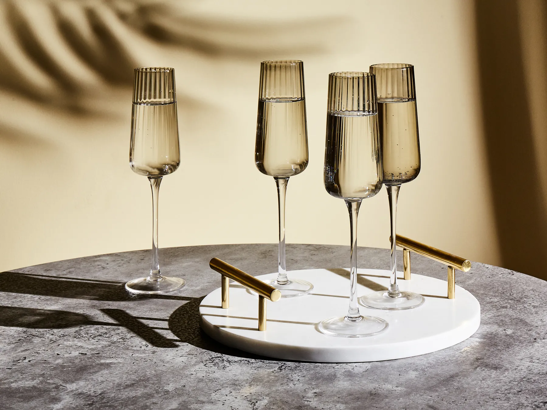 Set of 4 Champagne Flutes QUARTZ 230 ml Grey_912663