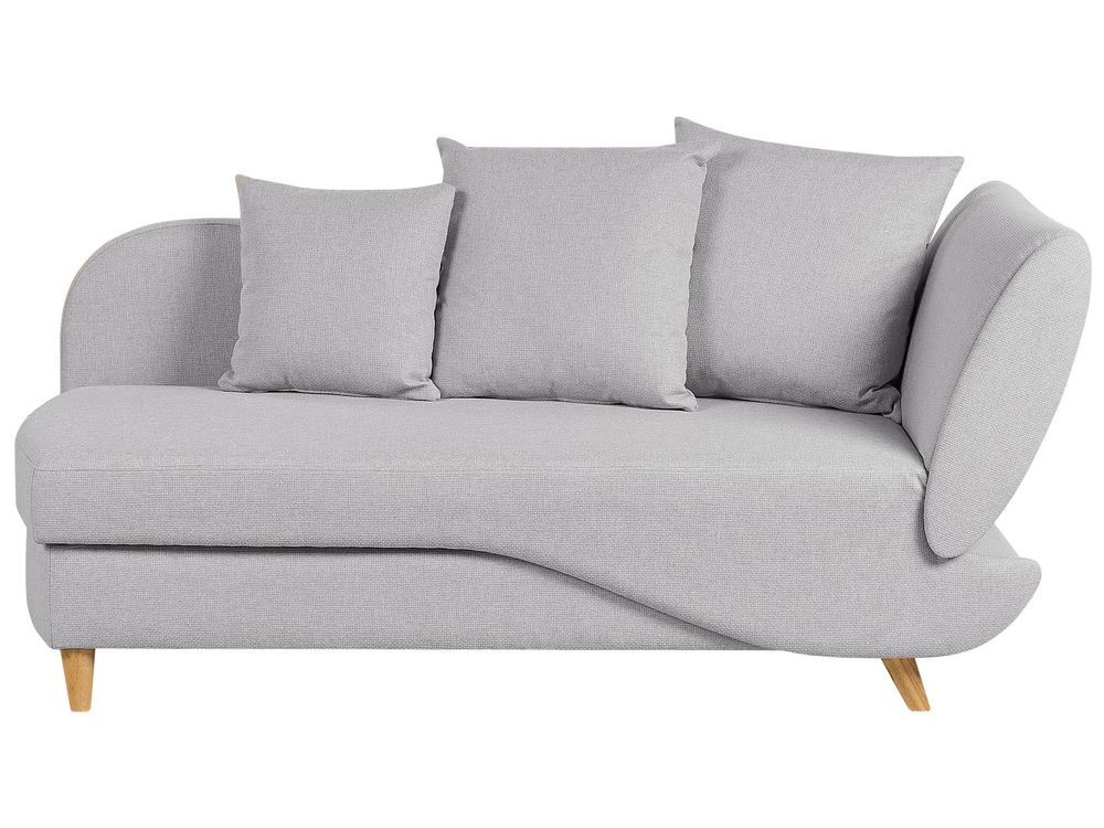 Rechtszijdige chaise longue MERI met opbergruimte Kunstlinnen Lichtgrijs