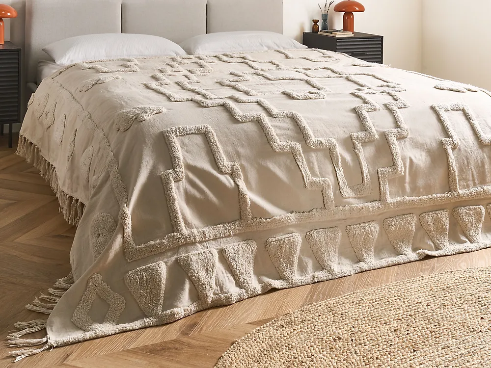 Kuscheldecke CHACK Baumwolle 200 x 220 cm Beige_1173976