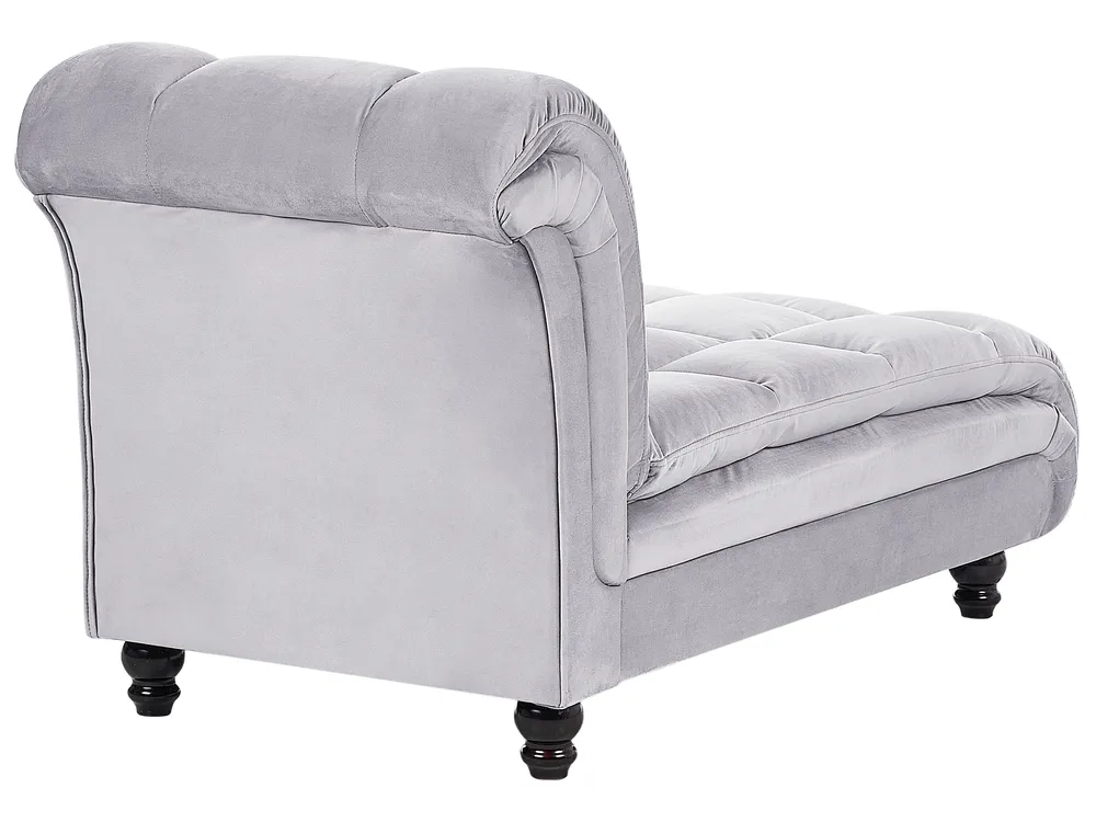 Linksseitige Chaiselongue LORMONT Samtstoff Hellgrau_763322