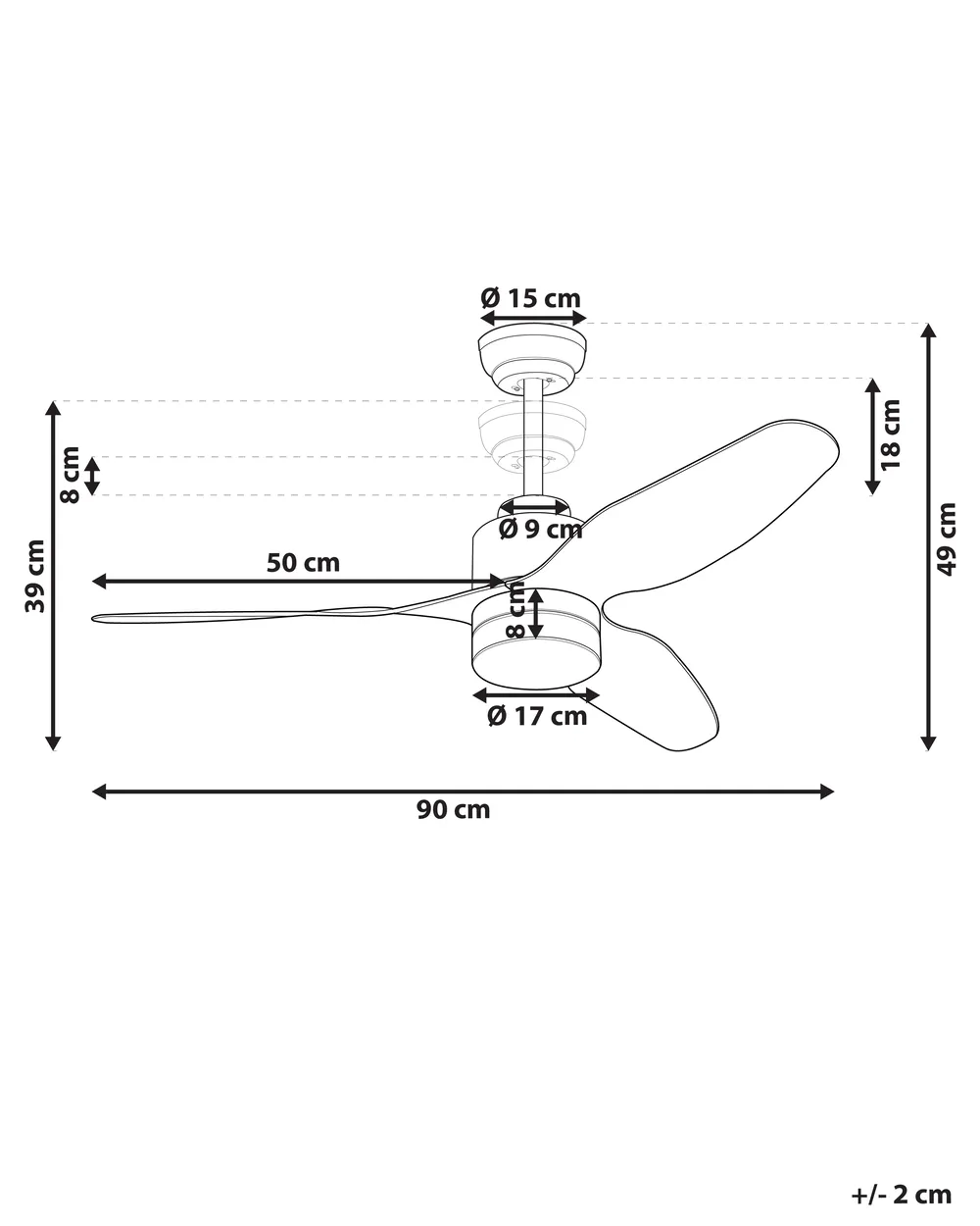 Ceiling Fan with Light ANDERSON with Remote LED Light Brown_988770