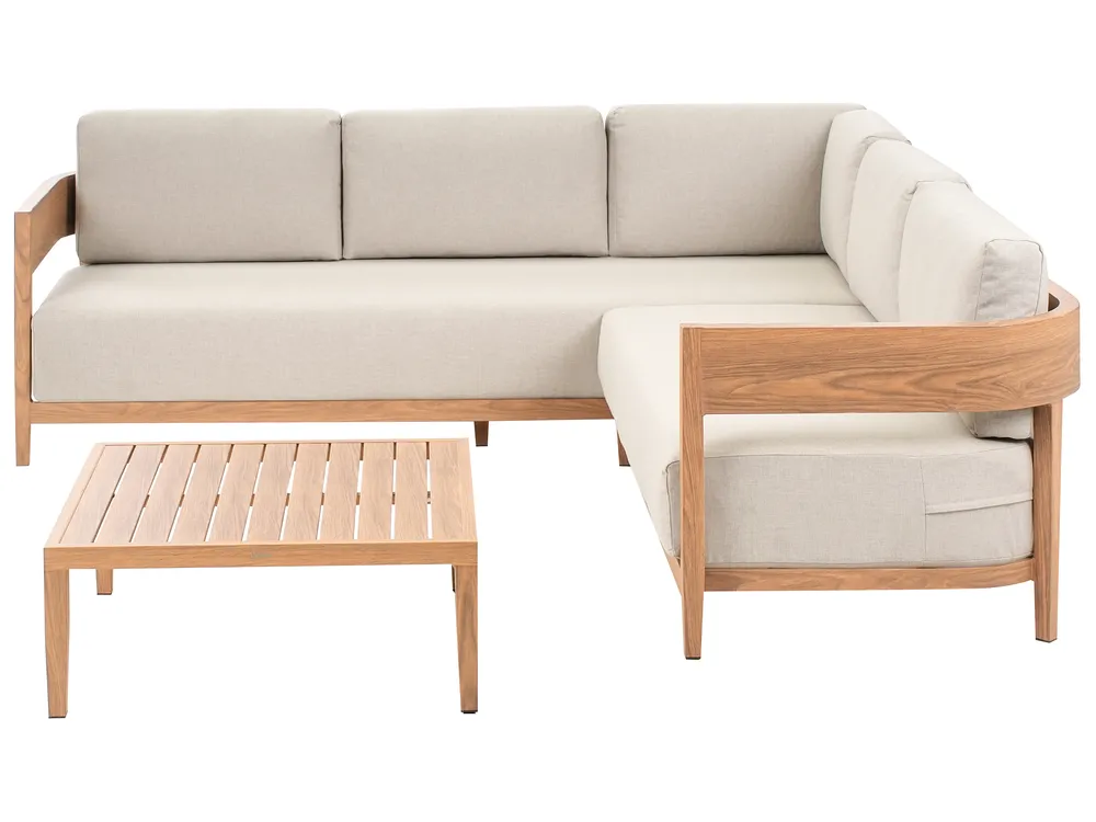 Garten Ecksofa mit Tisch 5-Sitzer SAMPIERI Metall Hellbraun linksseitig