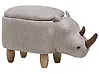 Tierhocker mit Stauraum RHINO Nashorn Kunstleder Hellgrau