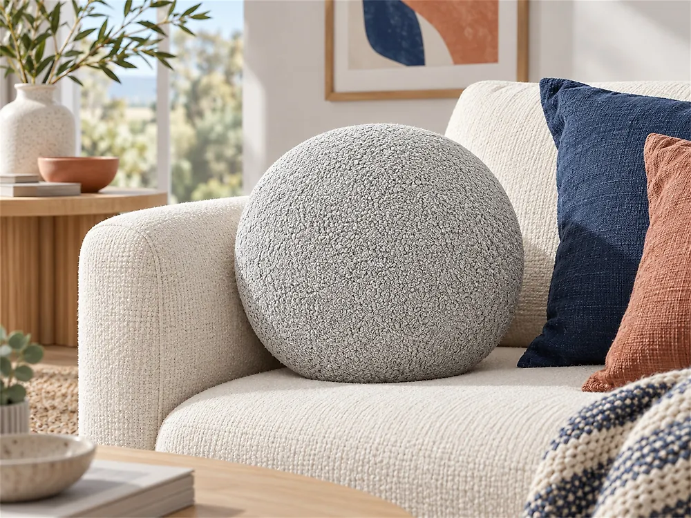 Throw Cushion SALVIA 30 x 30 cm Boucle Grey Solid_1183916