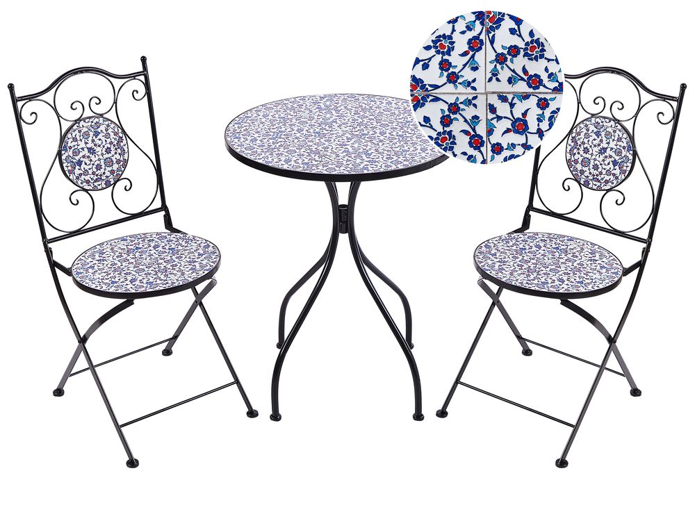 Bistro Set Folding CAMPRENA Metal Black