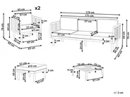 Lounge Set mit Tisch und Ottomane 5-Sitzer BARATTI Akazienholz Braun_830586