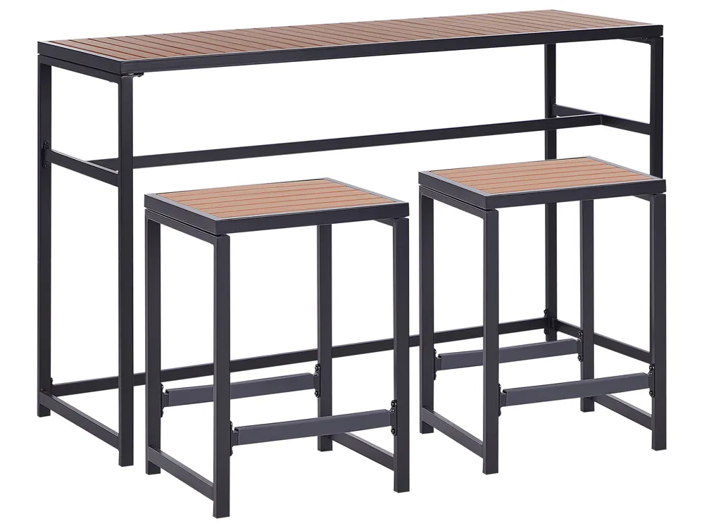 Gartenbar Set 2-Sitzer AVETRANA Metall Braun / Schwarz