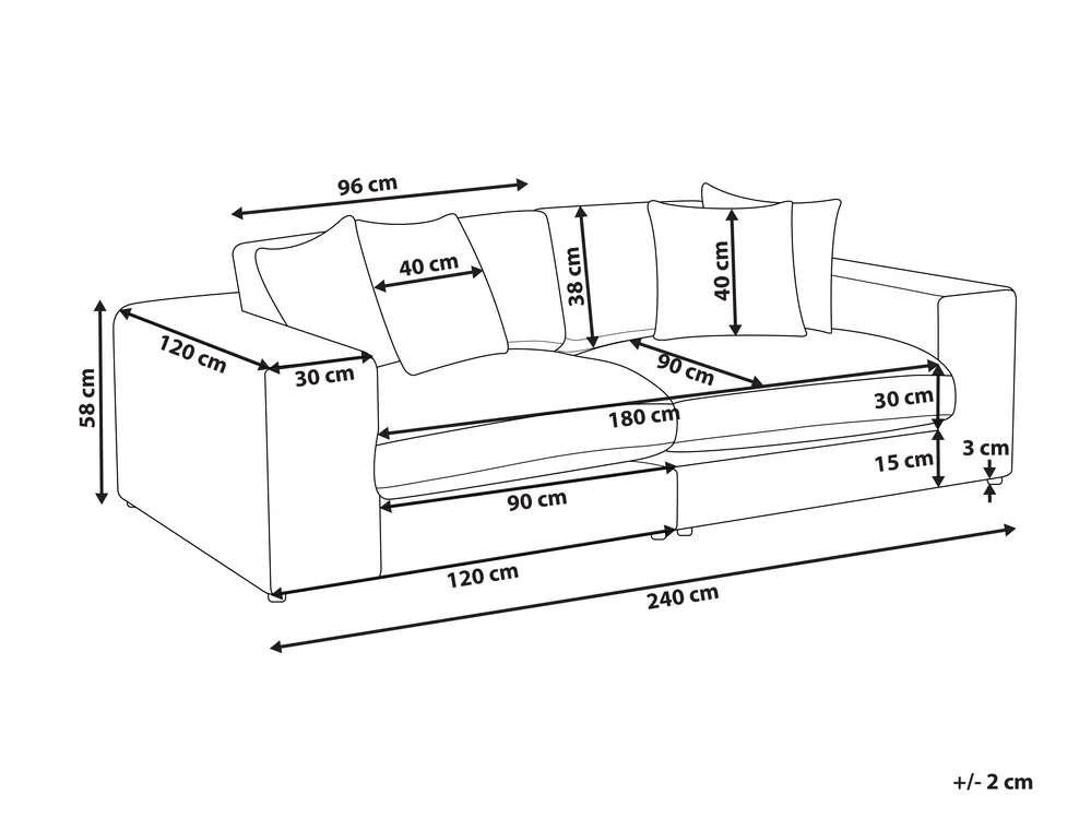 Sofa 3-Sitzer GLORVIKA II Stoff Taupe_923874