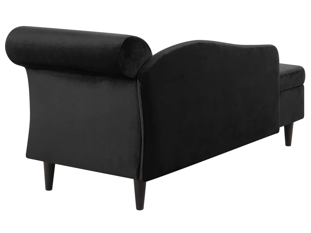 Right-Hand Chaise Longue LUIRO with Storage Velvet Black_769522