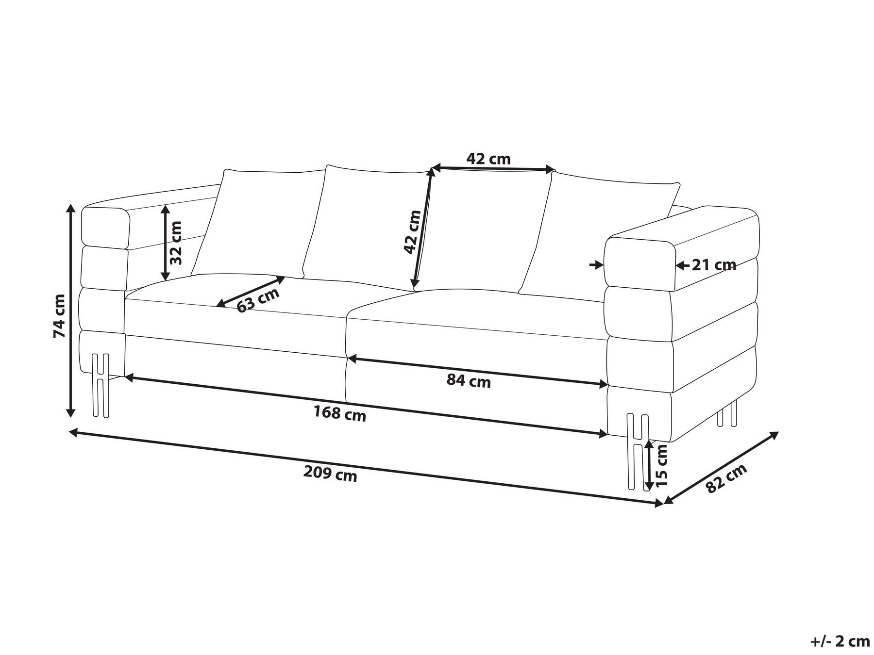 Sofa 3-Sitzer GRANNA Kunstleder Braun_819068