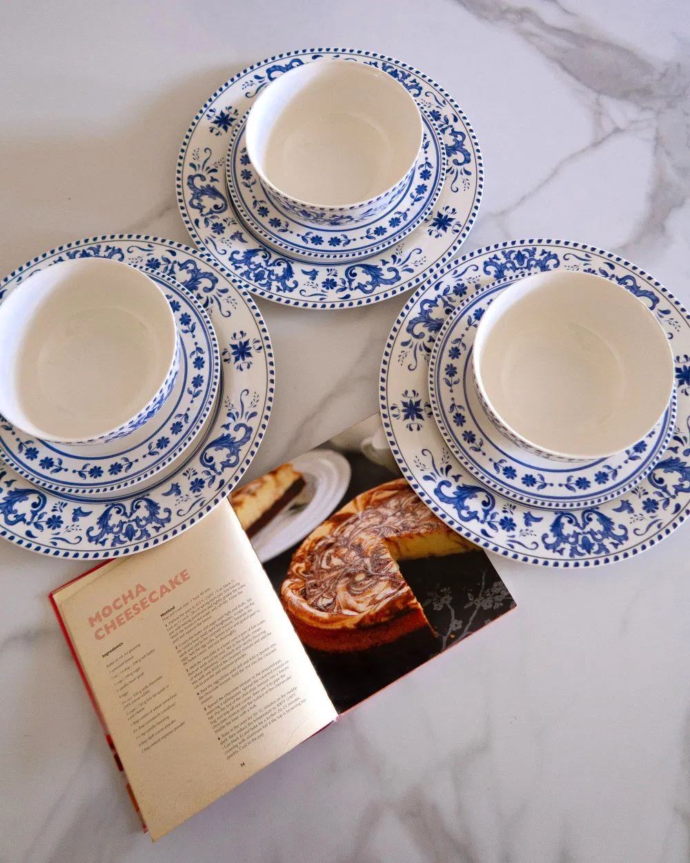 Tafelservice 24-teilig GALANGAL Porzellan Weiß / Blau