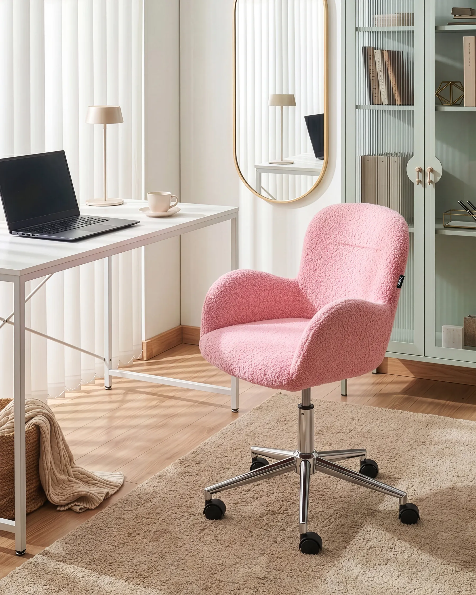 Schreibtischstuhl PRIDDY Bouclé Rosa_1101245