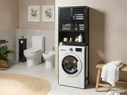 Badezimmerschrank OKARCHE Bambus 63 cm Schwarz_1050654