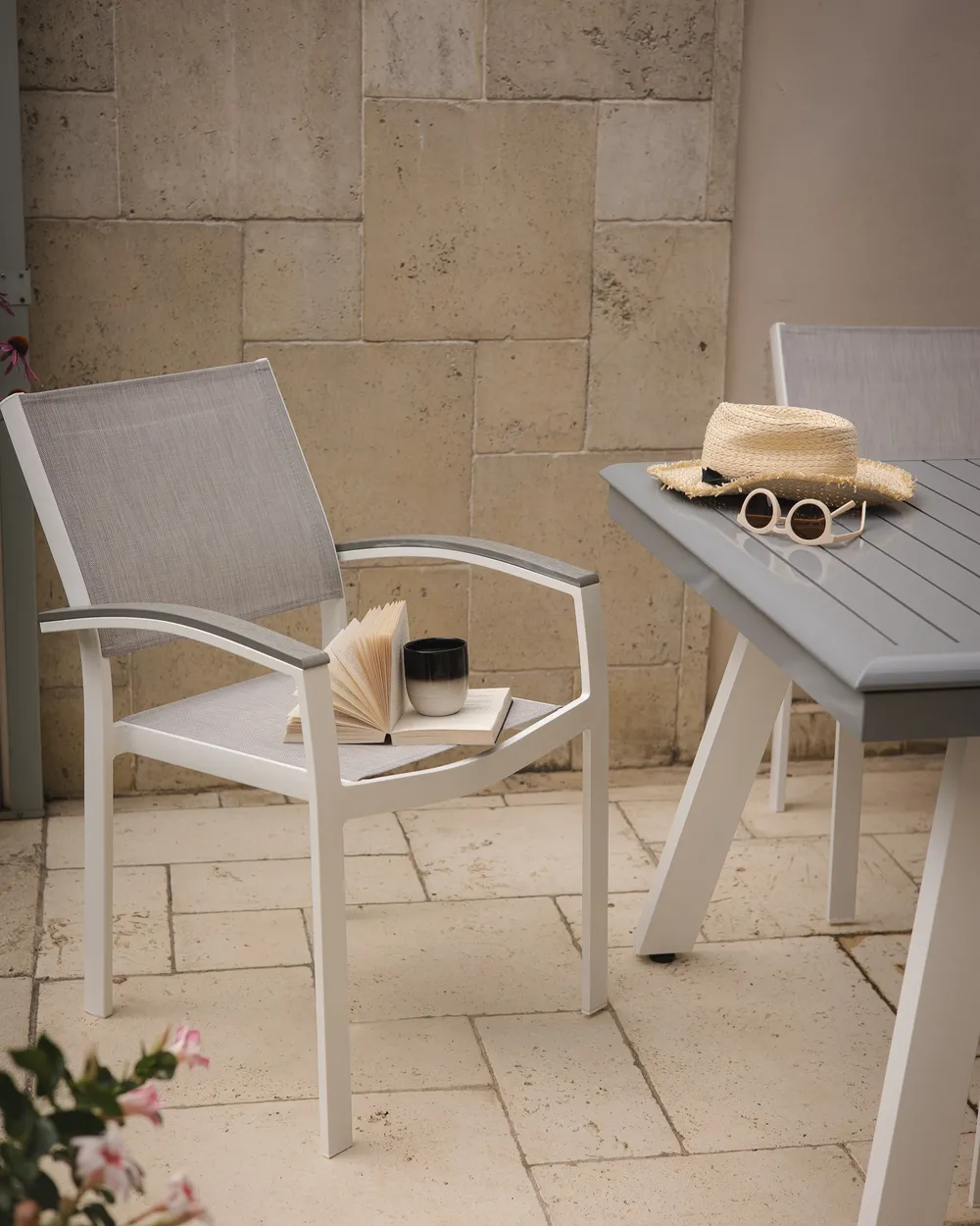Gartenstuhl 4er Set PERETA Metall Grau_1006262