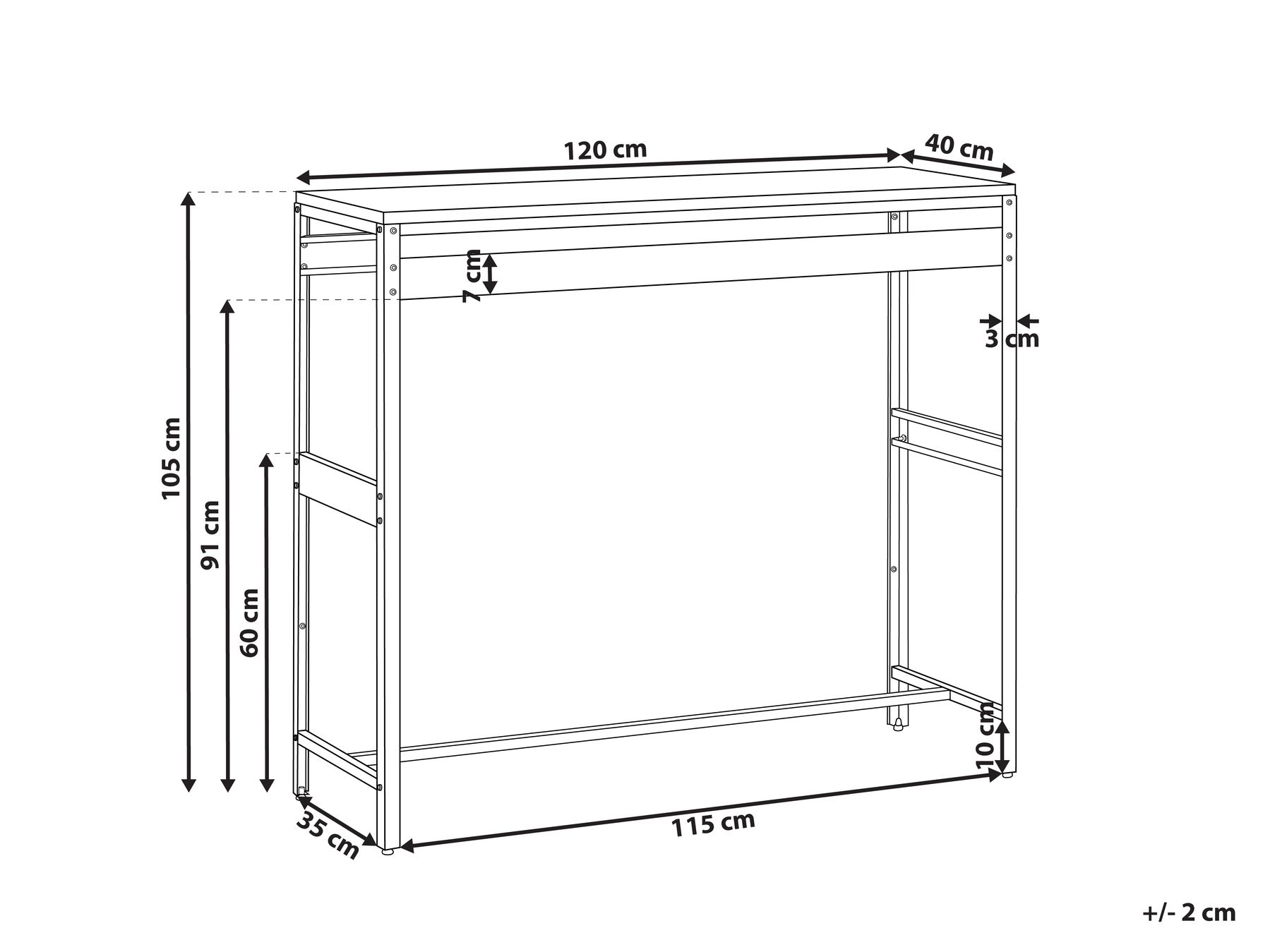 Outdoor-Bartisch MAENZA 120 cm 40 cm Metall Grün_1045133