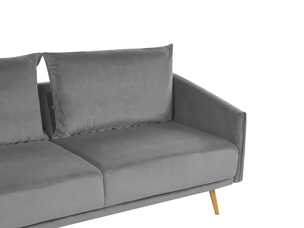 Sofa 3-Sitzer MAURA Samtstoff Grau_789181