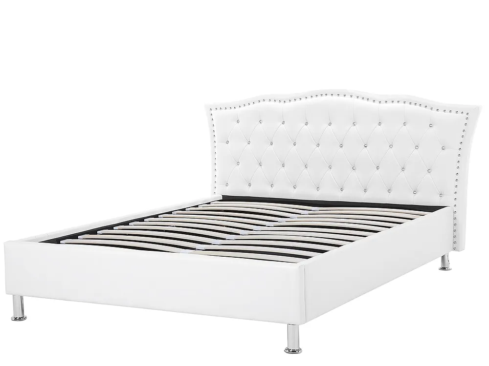 Bed Faux Leather METZ 140 x 200 cm (EU Double) White_720130