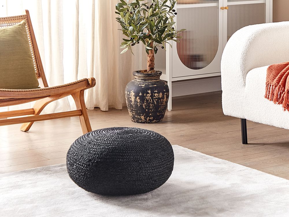 Pouf TIFELT Jute Schwarz