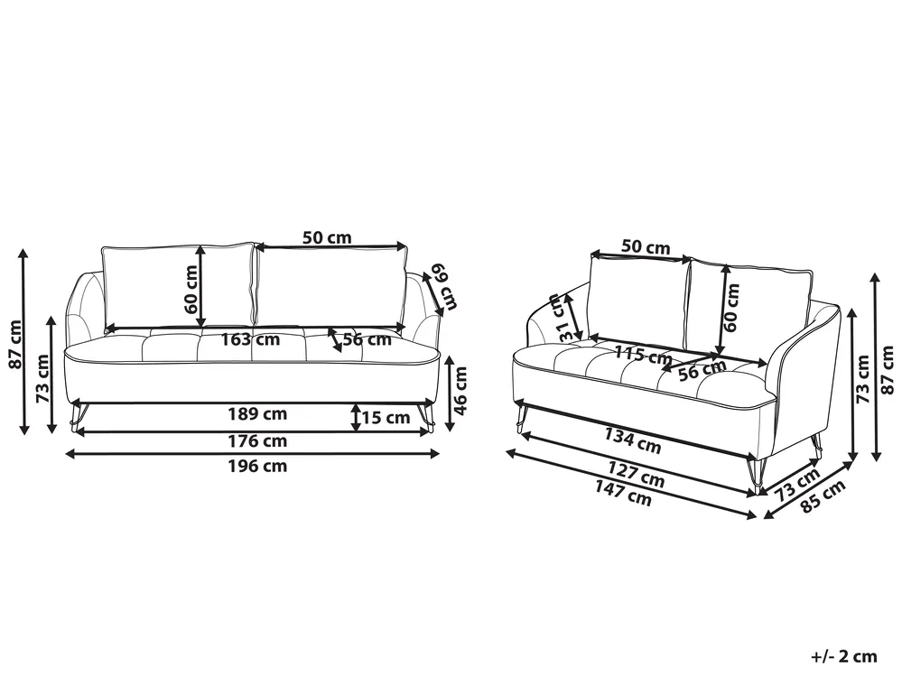 Sofa Set 5-Sitzer HOBRO Stoff Burgunderrot_948062