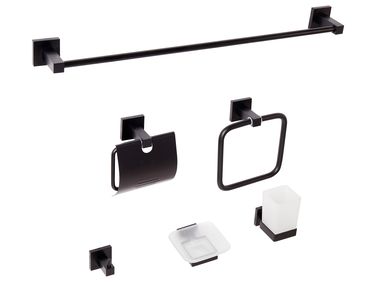 5-teiliges Badezimmer-Set In Mattschwarz – Inkl. Handtuchstangen, Haken & Toilettenpapierhalter Aus Edelstahl