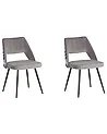 Esszimmerstuhl 2er Set ANSLEY Samtstoff Grau