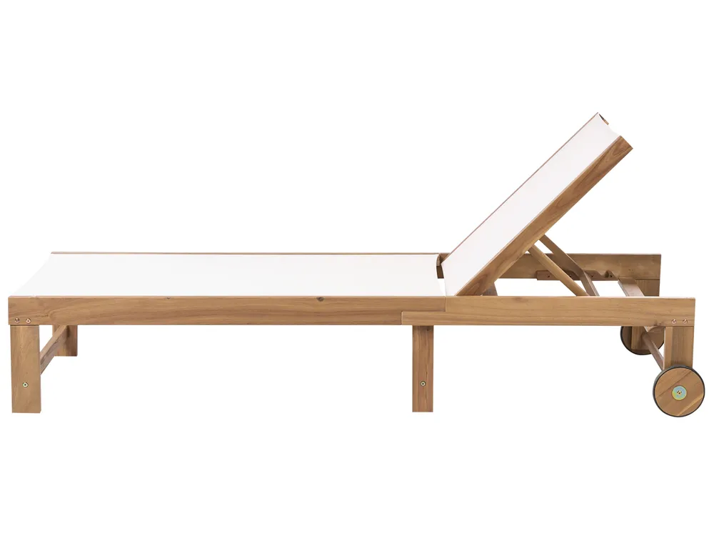 Sonnenliege PEDESINA mit Relaxfunktion Akazienholz Beige_1034520