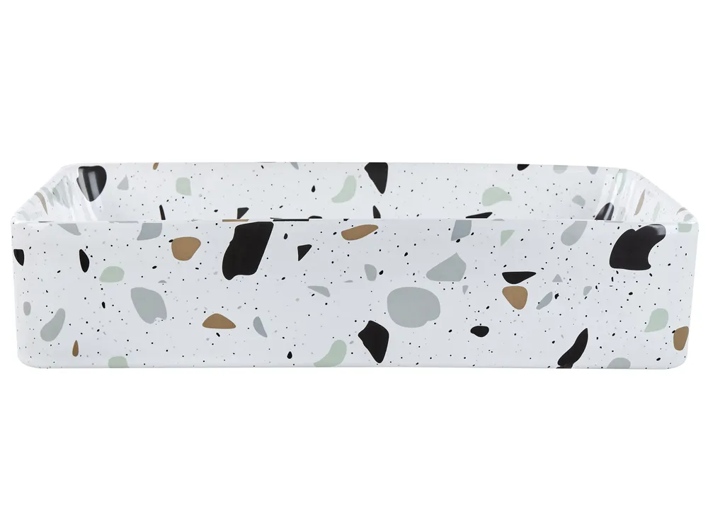 Aufsatzwaschbecken NULES 51 x 34 cm Keramik Terrazzo Optik Terrazzo Weiß_935058