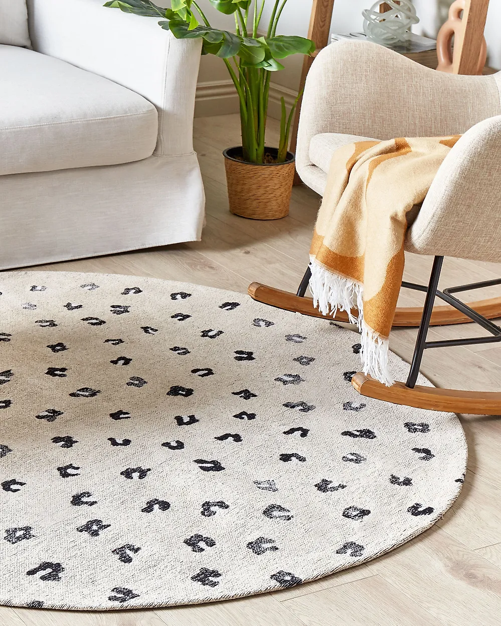Teppich AFIS Beige ø 140 cm Baumwolle_1185899