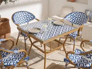 Gartenmöbel Set 4-Sitzer CASPRI Polyrattan Blau / Weiß_1090690