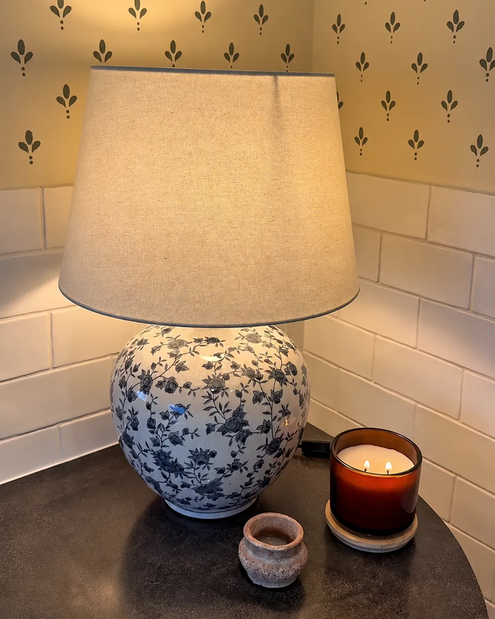 Table Lamp SILVES Porcelain White/ Blue_1163687