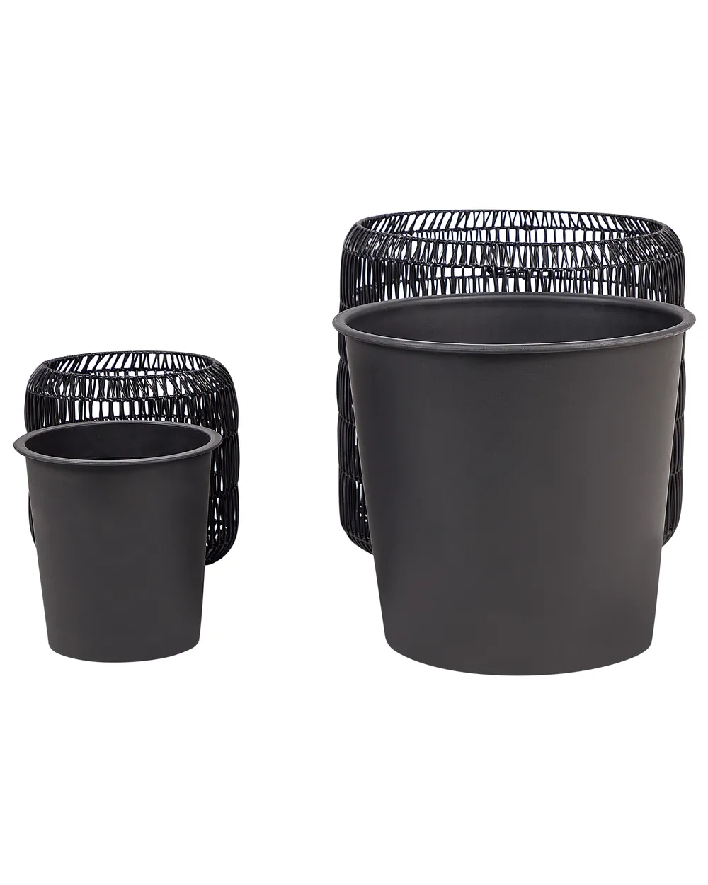 Set mit 2 Blumentöpfen BRODIEA 26/45 cm Polyrattan Schwarz_914444