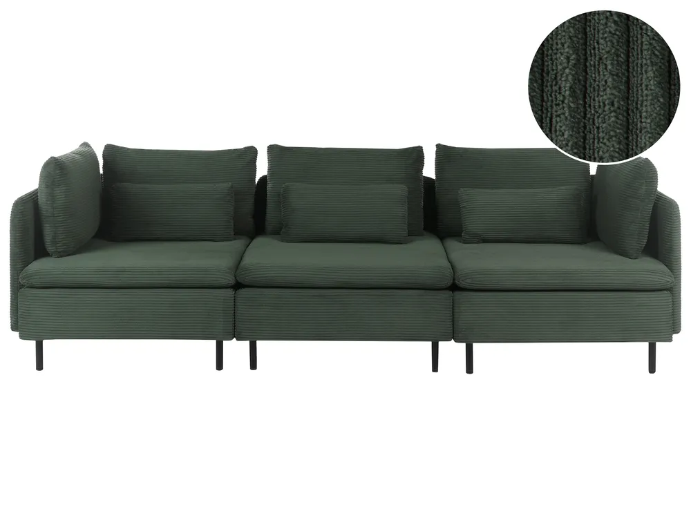 Modulsofa 3-Sitzer EGERIS Cord Dunkelgrün
