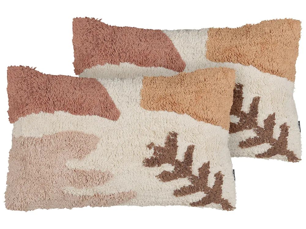 Dekokissen 2er Set CAMASSIA 30 x 50 cm Baumwolle Beige Abstraktes Muster