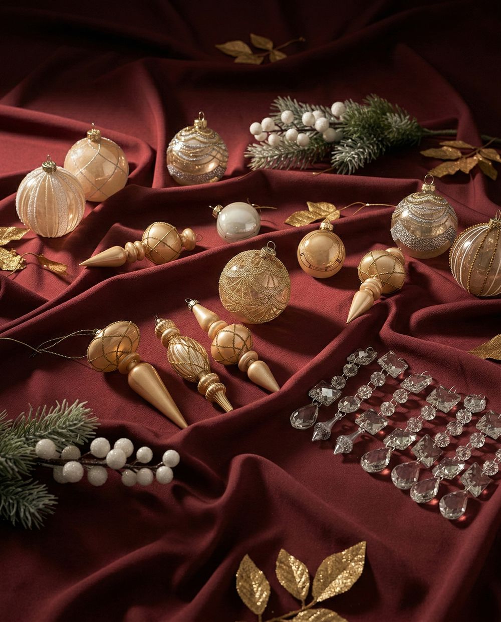 Komplet 35 okraskov BLING Steklo Golden